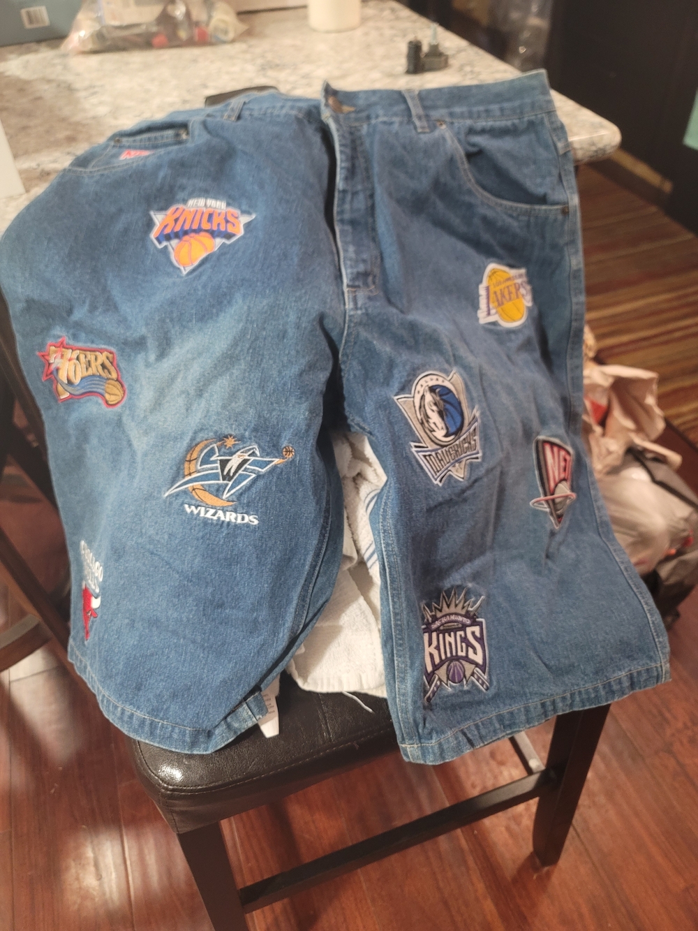 Unk Blue Denim Men's Patchwork NBA Shorts